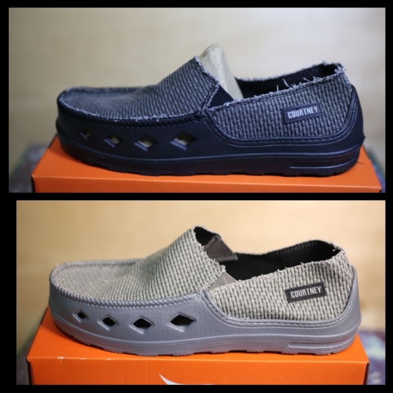 Sepatu slip on pria Original  terbaru sepatu bahan karung rajut