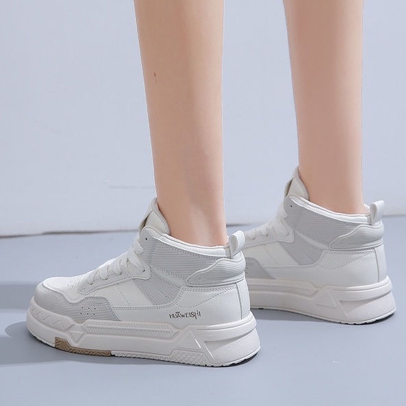 TBIG [COD] Sepatu Sneakers Import HTHUAWESHI High Top Shoes Fashion Wanita Sepatu Korea Style Sekolah Kuliah