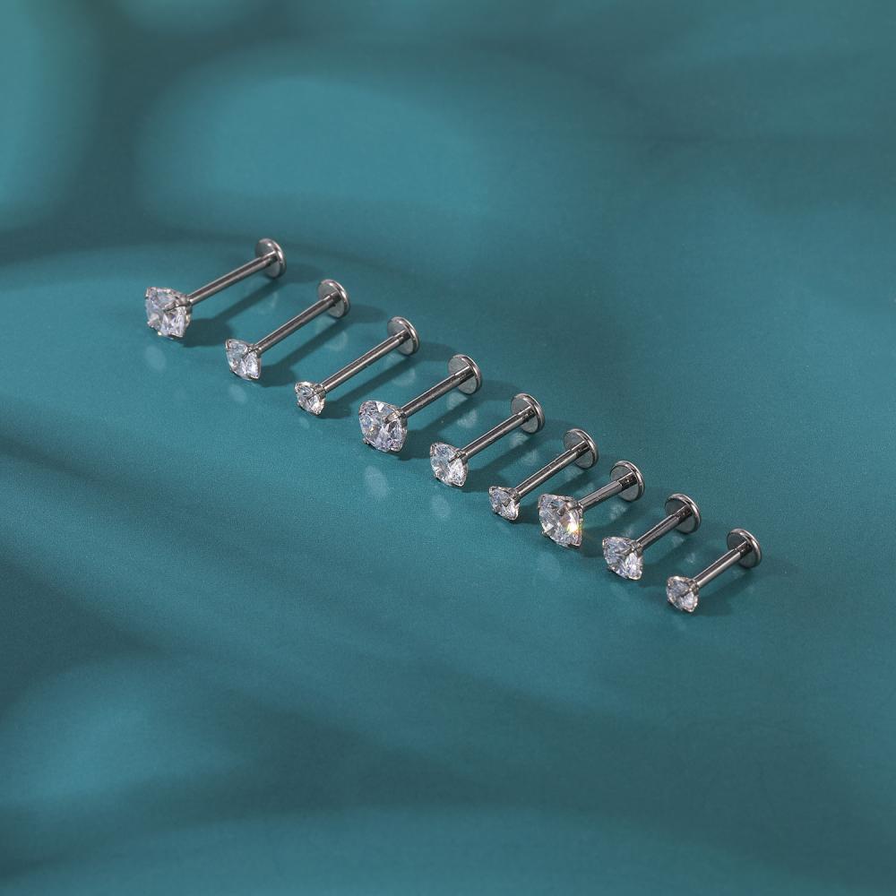 1pc Anting Tindik Tulang Rawan Telinga / Bibir Bahan Titanium Steel G23 Hias Kristal