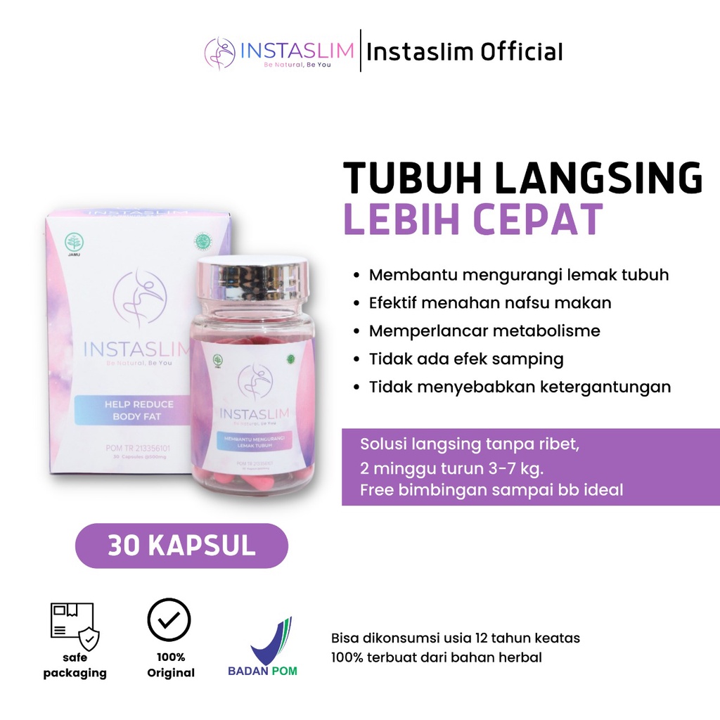 INSTASLIM PELANGSING BADAN - OBAT DIET AMPUH - PELUNTUR LEMAK - PENGECIL PERUT BUNCIT