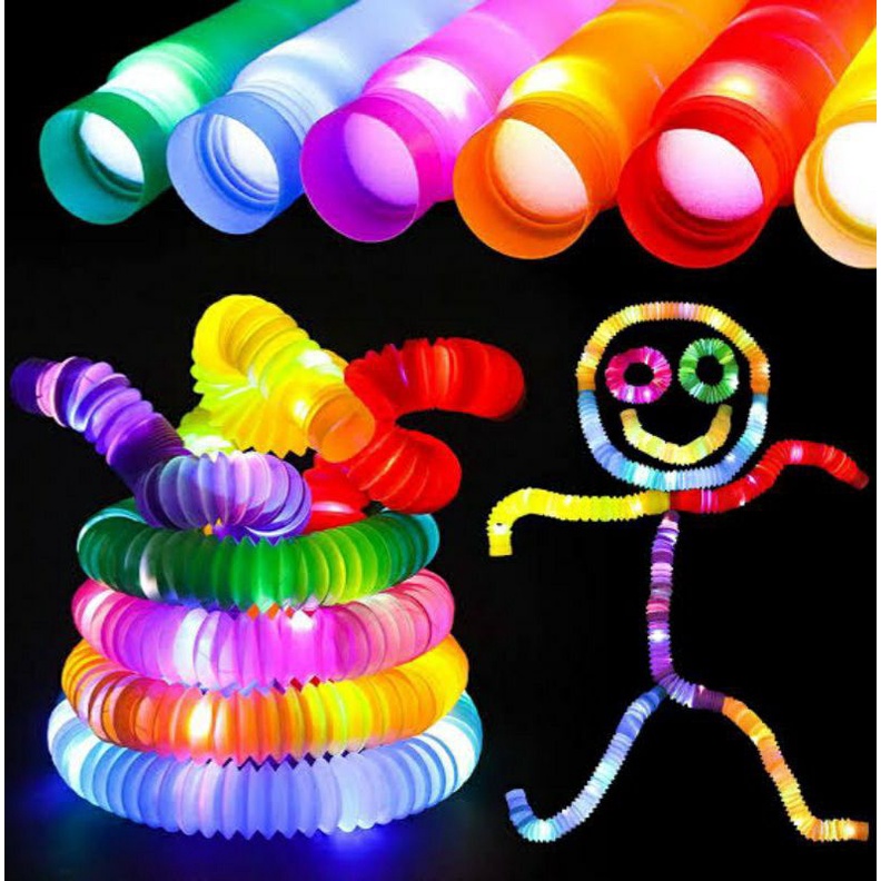 Mainan Anak Viral Pipa Selang Lampu Stick Pipa Selang Fidget Toy Light Up Pop Tubes Pop Pipes