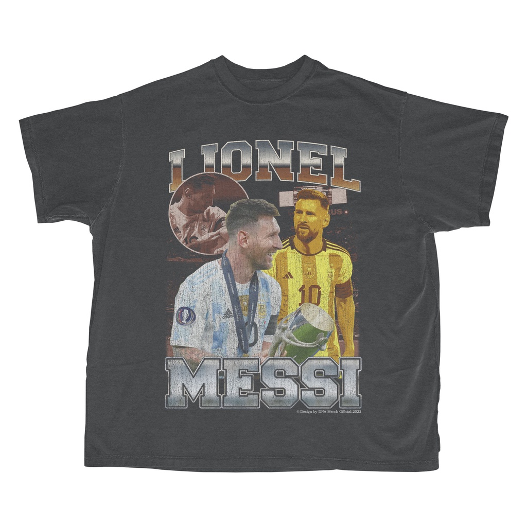 Lionel Messi / Kaos Lionel Messi Oversized Darkgrey / Vintage Tee / Argentina Jersey