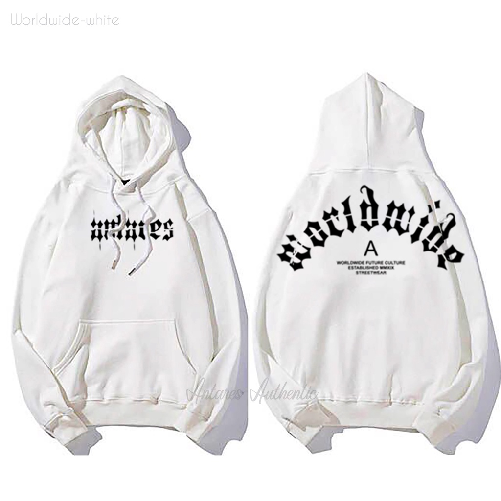 SWEATER HOODIE DISTRO ANTARES WORLDWIDE WHITE