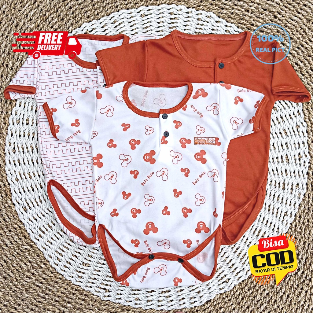 SALE 7.7 Serian Merah Bata - 3 pcs Jumper Bayi BRICK RED SERIES 0 sd 6 Bulan merk SNI Bolo - Bolo / Baju Bayi Jumper Serian Merah Bata