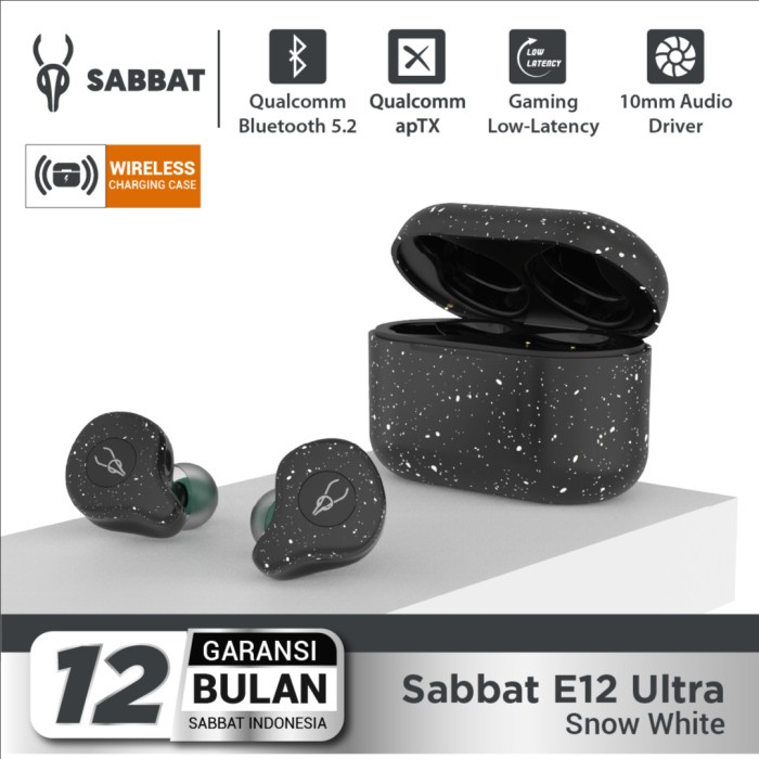 True Wireless Earbuds TWS Sabbat E12 Ultra aPTX Support - Snow White
