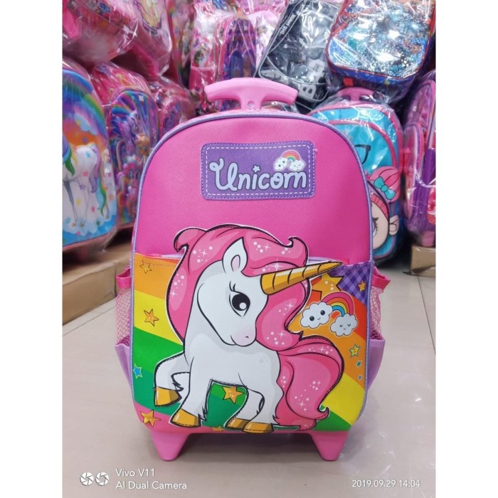 Tas Koper Promo Termurah Tas Anak Sekolah Tk Trolley Unicorn Pelangi Cantik -Tk