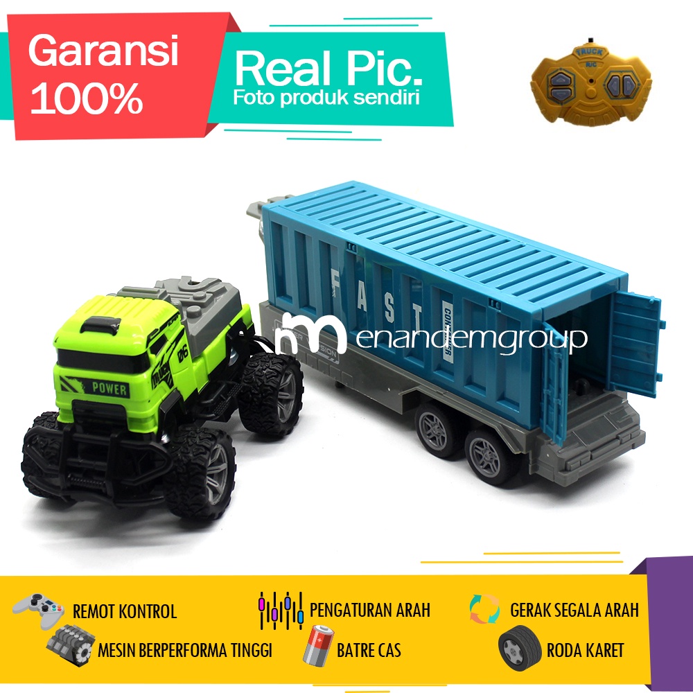 Mainan Mobil Remot Kontrol RC Dump Truk Kontainer Gandeng Trailer