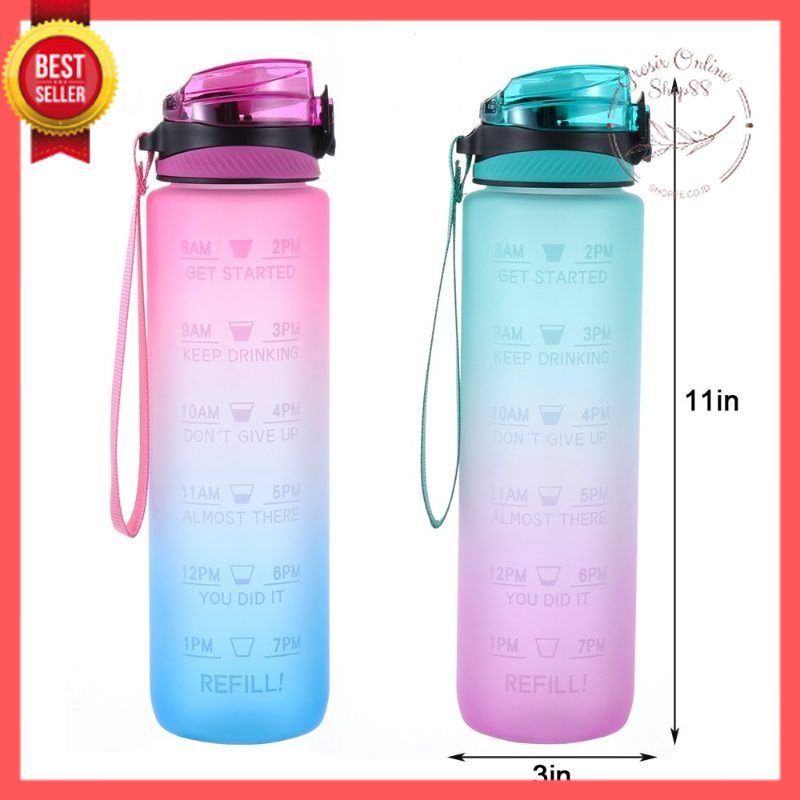 [GOS] - E101- Botol Minum 1 LITER PASTEL / Botol minum 1000ml / Drink Reminder BPA FREE