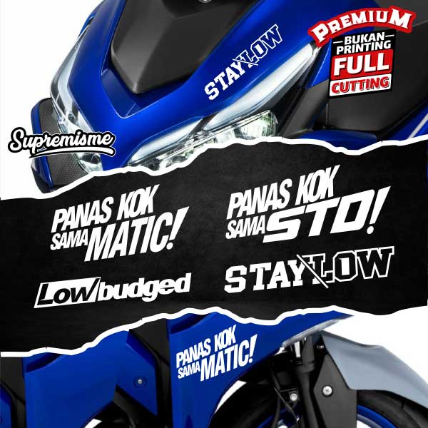 Stiker Panik kok Sama Matic / Sticker Panik kok Sama Standar / Stiker Viral LOW BUDGED / Sticker Motor STAY LOW Glossy Waterproof / Sticker Hologram Panik gak sama Matic Terbaru