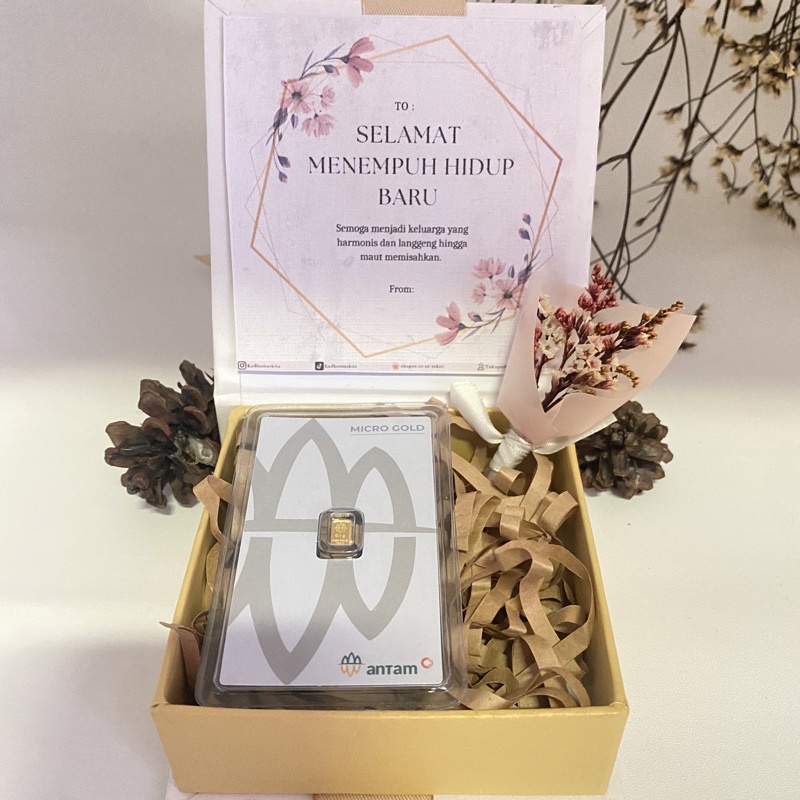 LM Emas 0,1 / 0.25 gram / Kado Emas / Gold Gift Box / Hamper emas / Hampers Emas Microgold / Hadiah 