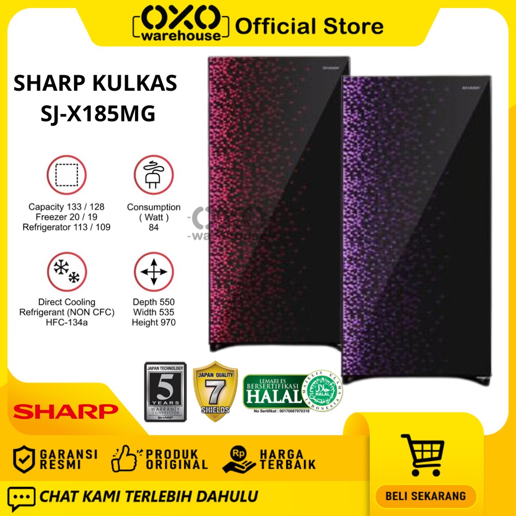 Sharp Kulkas SJ-X185MG 1 Pintu Kapasitas 166 Liter Hemat Listrik Garansi Resmi