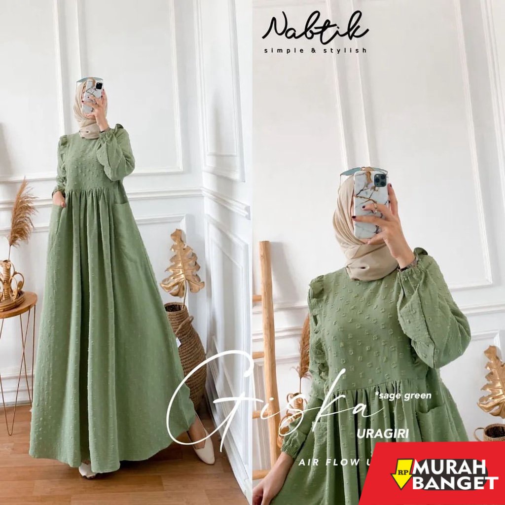 model gamis kombinasi polos terbaru 2022 Giska Dress Gamis Uragiri