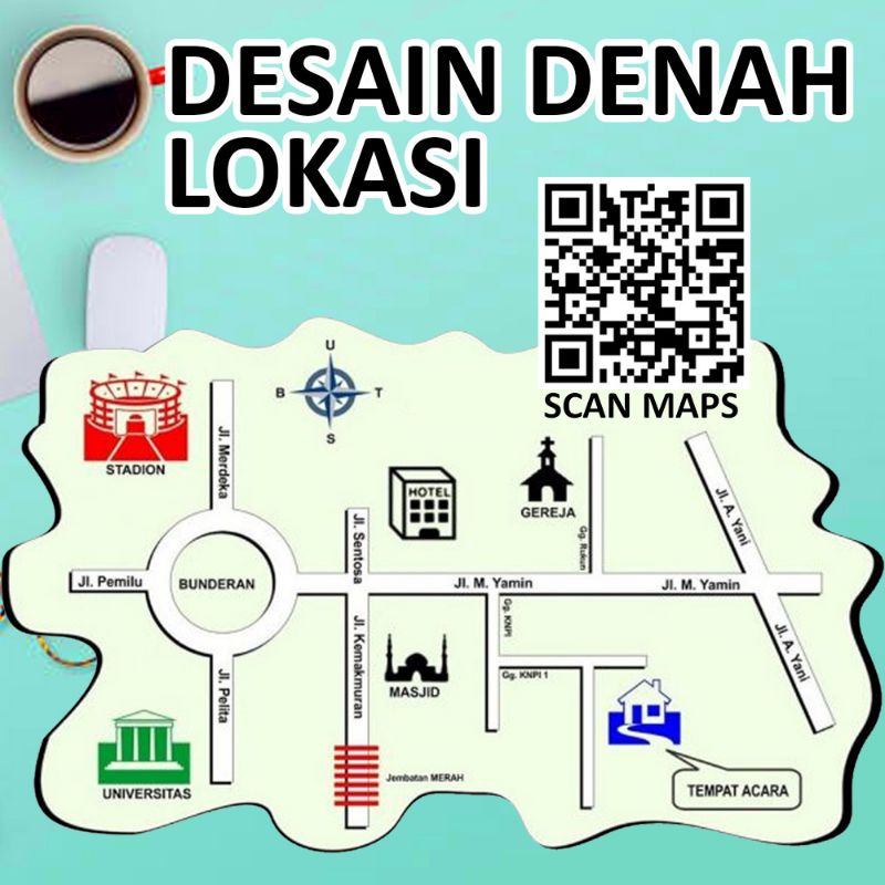 DESAIN DENAH LOKASI UNDANGAN NIKAHAN DAN KHITANAN