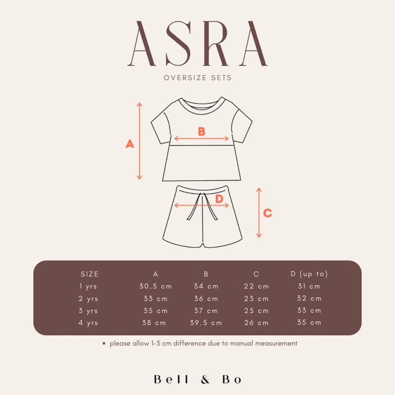 ASRA OVERSIZE SET BELL &amp; BO / SETELAN ANAK UNISEX BOY &amp; GIRL