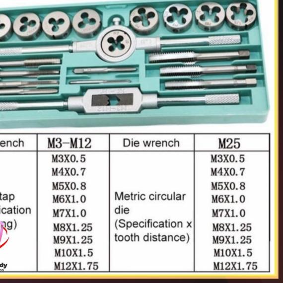 Set 20pcs Alat Snai Senai Hand Tap Die Tapping Pembuat Ulir Drat Luar