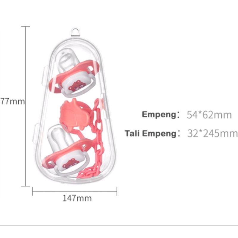 Empeng Baby dan Pengait empeng / baby pacifier dan gantungannya serta box penyimpannya