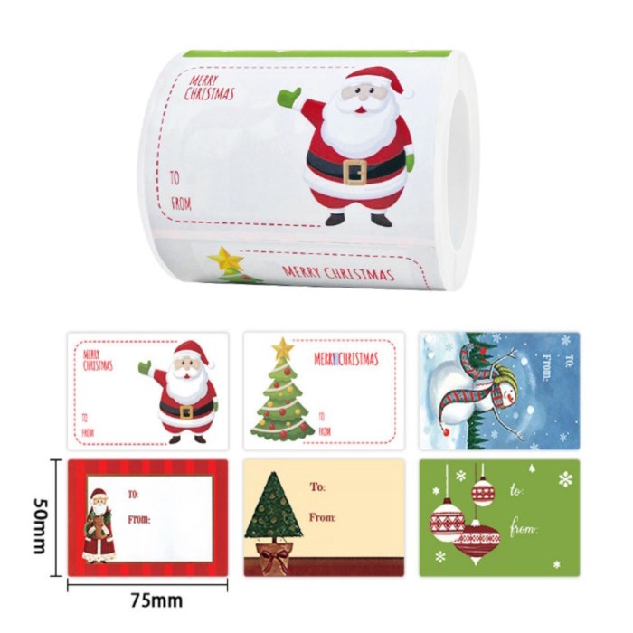 

Stiker Tag Nama Bingkisan Natal Kado Hampers Amplop Sticker Label Merry Christmas 7,5x5 cm