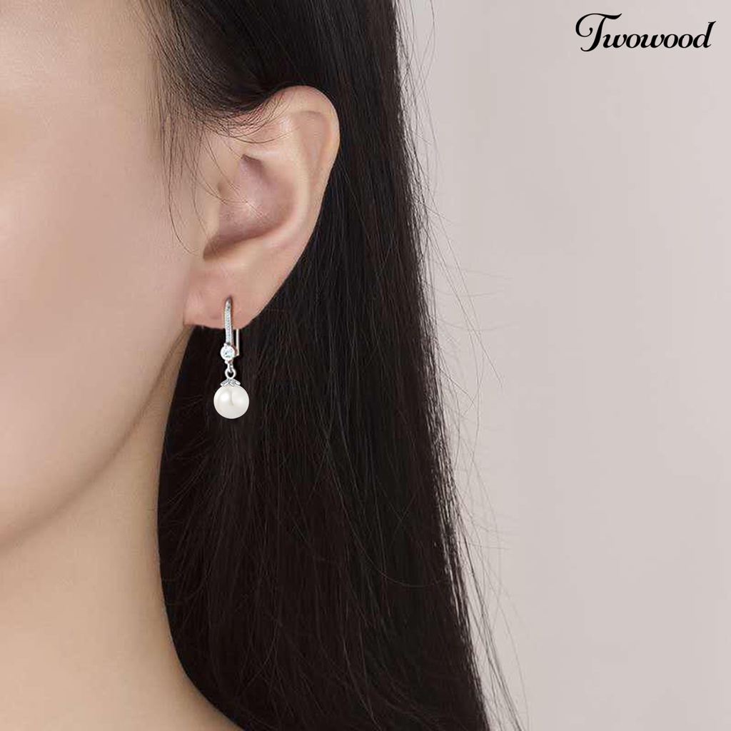 Anting Hook Mutiara Berlian Imitasi Untuk Pesta Pernikahan