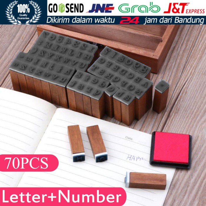 

Isi 70Pcs Stempel Cap Kayu Karet Bentuk Angka / Huruf Alfabet
