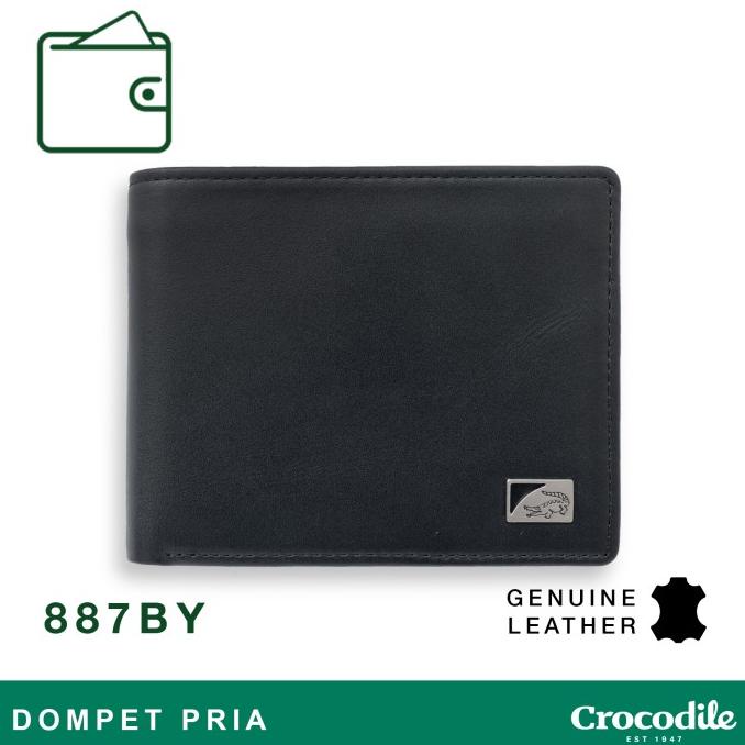 Crocodile 887By Dompet Pria Men Wallet Leather Kulit Original - Hitam