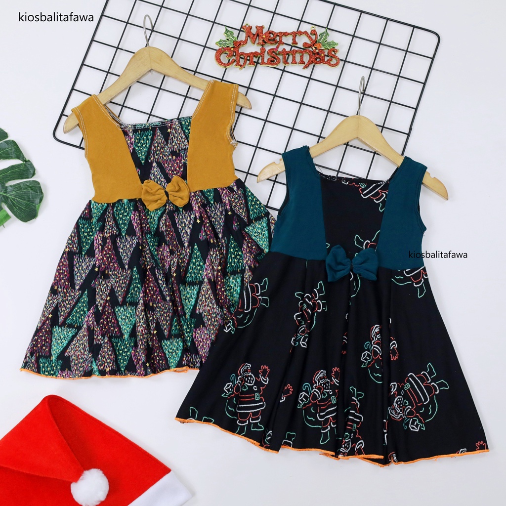 [NATAL] Dress Clairine Bayi - 4 Tahun / Pakaian Bayi Kensi Baju Motif Christmast Dres Anak Perempuan