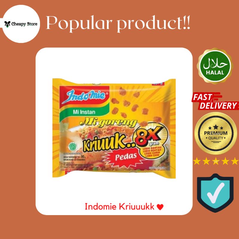 

Indomie mi goreng kriuk (kriuuk.. 8x gram) pedas