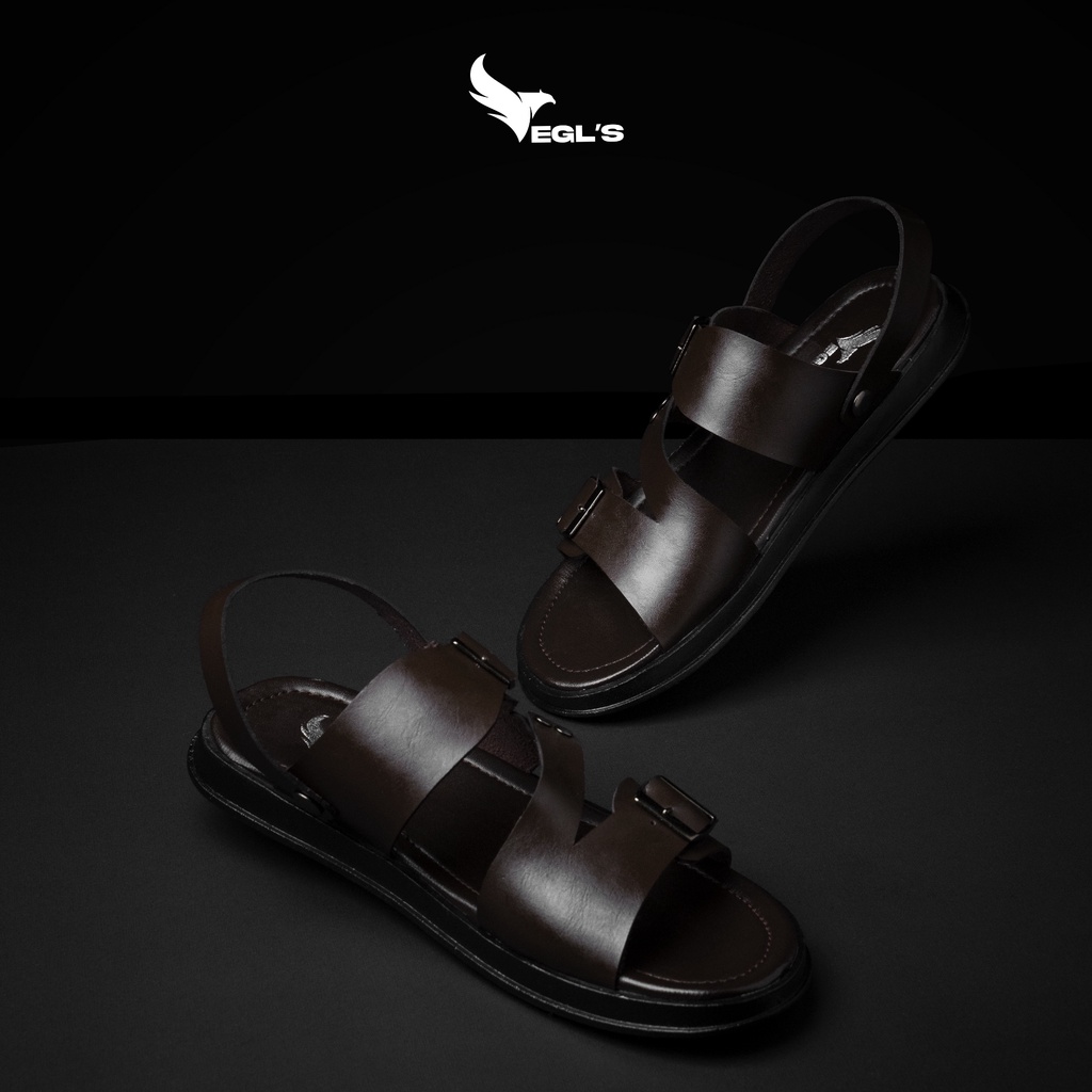 Sandal Pria Casual Terbaru Sendal Cowok Sandals Laki-laki Kasual Slide Santai Kekinian Tali Gunung Hitam Kulit Sintetis