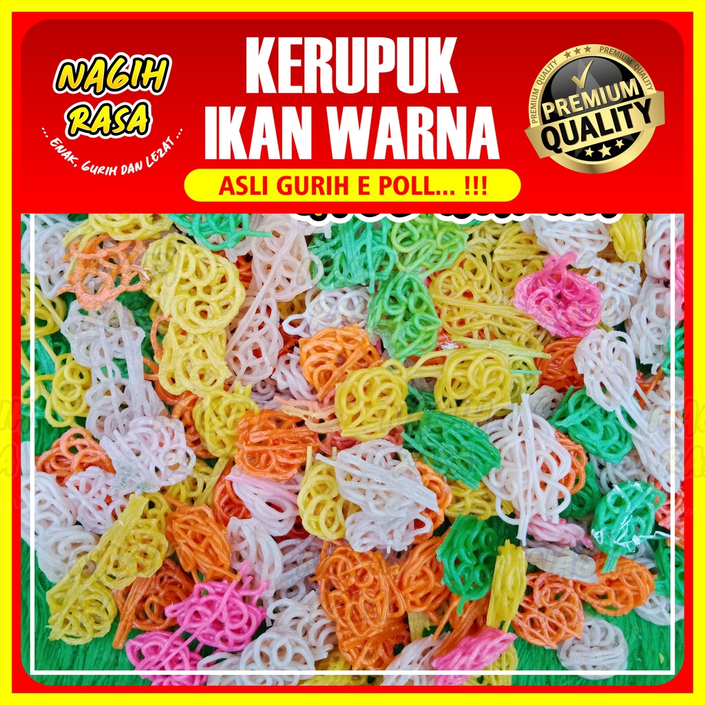 

Kerupuk / Krupuk Mentah / Krecek Uyel Mawar Keriting warna warni Kecil