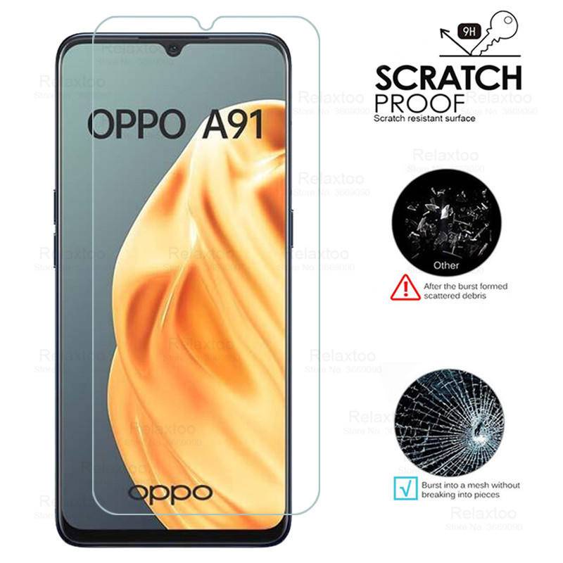 3pcs Pelindung Layar Tempered Glass Untuk OPPO A91