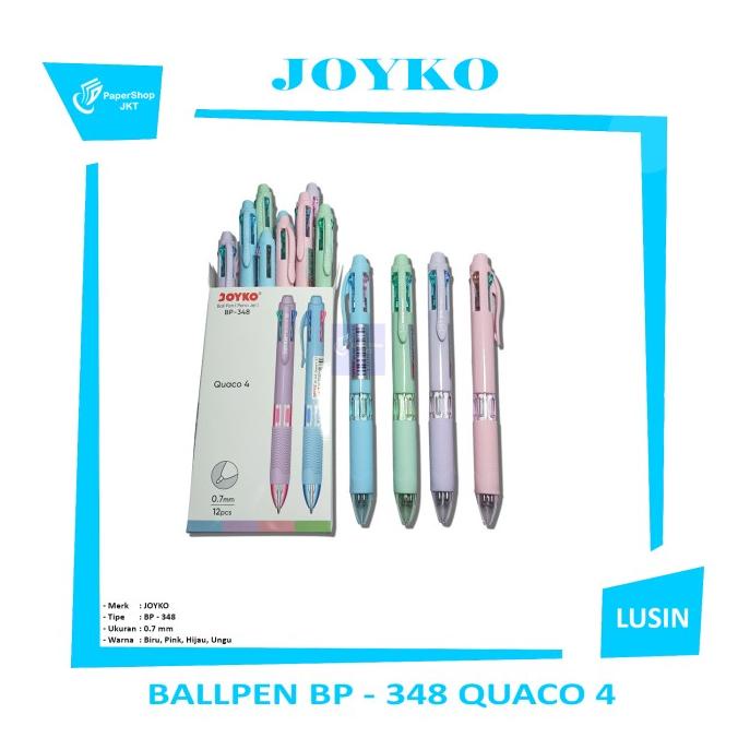 

Sale Joyko Ball Pen BP-348 Quaco 4 0.7mm Terdapat 4 Warna Dijual Per Lusin /ALAT TULIS AESTHETIC/ALAT TULIS SEKOLAH/ALAT TULIS SET/ALAT TULIS LENGKAP/ALAT TULIS ANAK/ALAT TULIS LUCU