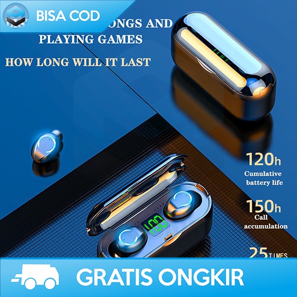 EARBUDS BLUETOOTH HEADSET TANPA KABEL FULL BASS HIFI STEREO ANTI AIR