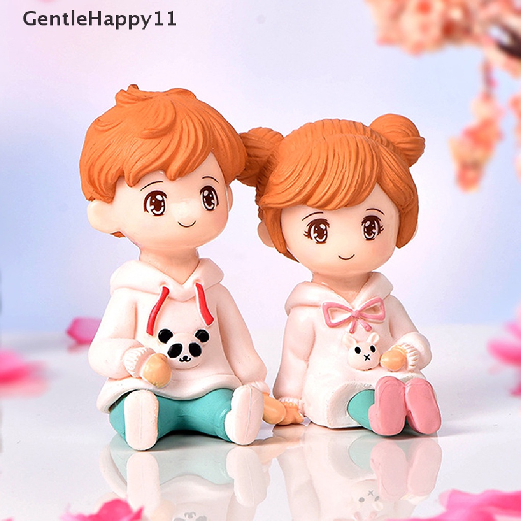 Gentlehappy 2pcs/set Sweater Mini Pasangan Patung Fairy Garden Pemandangan Mikro Dekorasi Rumah id