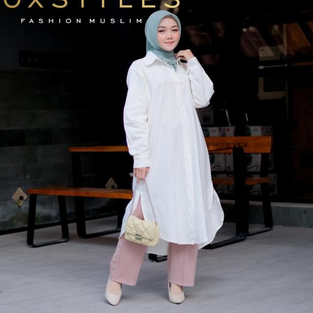 JUMBO Nadine midi dress fashion muslim - Putih
