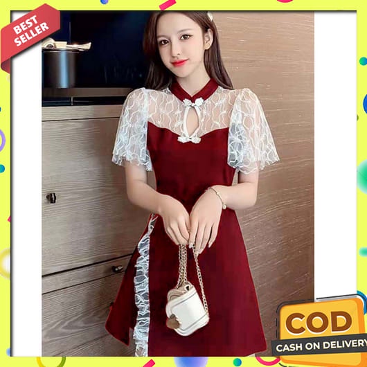 [Mcfk] Dress Wanita Korea / Londress Wanita Mewah Elegant / Dress Model Baru / Gaun Wanita Hibisca 2
