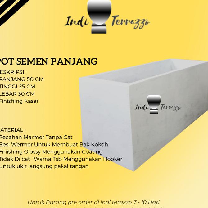 INDI TERAZZO POT PANJANG SEMEN DAN TERASO - POT TERASO PUTIH