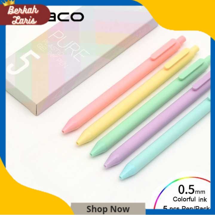 

KACO PURE Macaron Gel Pen Pena Pulpen 0.5mm 5 PCS Colorful - K1015 Berkah Laris