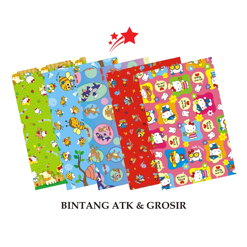 

Kertas Kado BINTANG (1Set isi 10Lmbr) / Kertas kado Motif Karakter Mix J Cowo & Cewe