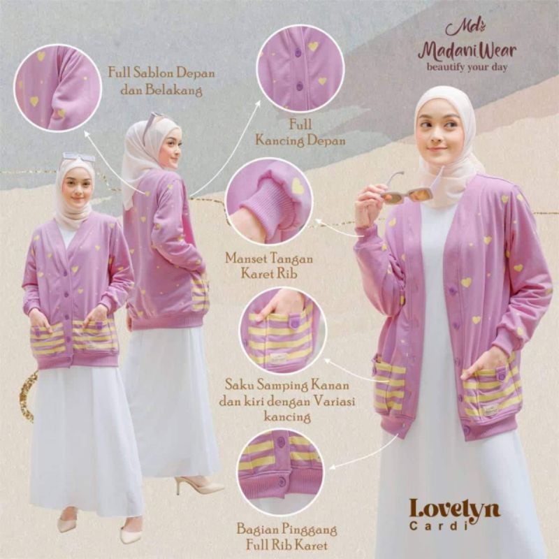 LOVELYN CARDI BY MADANI WEAR OUTER CARDIGAN MUSLIMAH TERBARU OUTFIT OOTD WANITA MODERN KEKINIAN