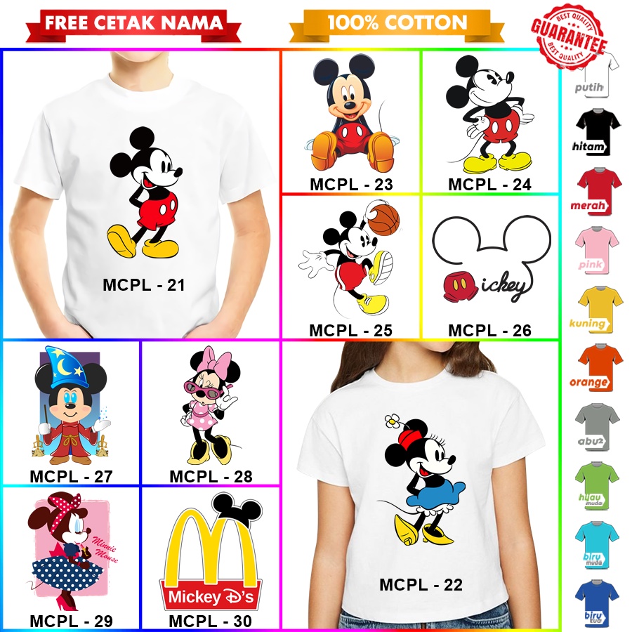 [FREE NAMA!!] Baju Kaos COUPLE  ANAK DAN DEWASA MICKEY MINIE BANYAK MOTIF