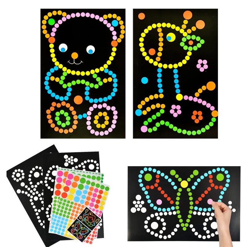 Stiker Planar Puzzle Dot Anak Primer Mosaik Mewarnai Balita Kerajinan Seni DIY Untuk Anak Perempuan Laki-Laki