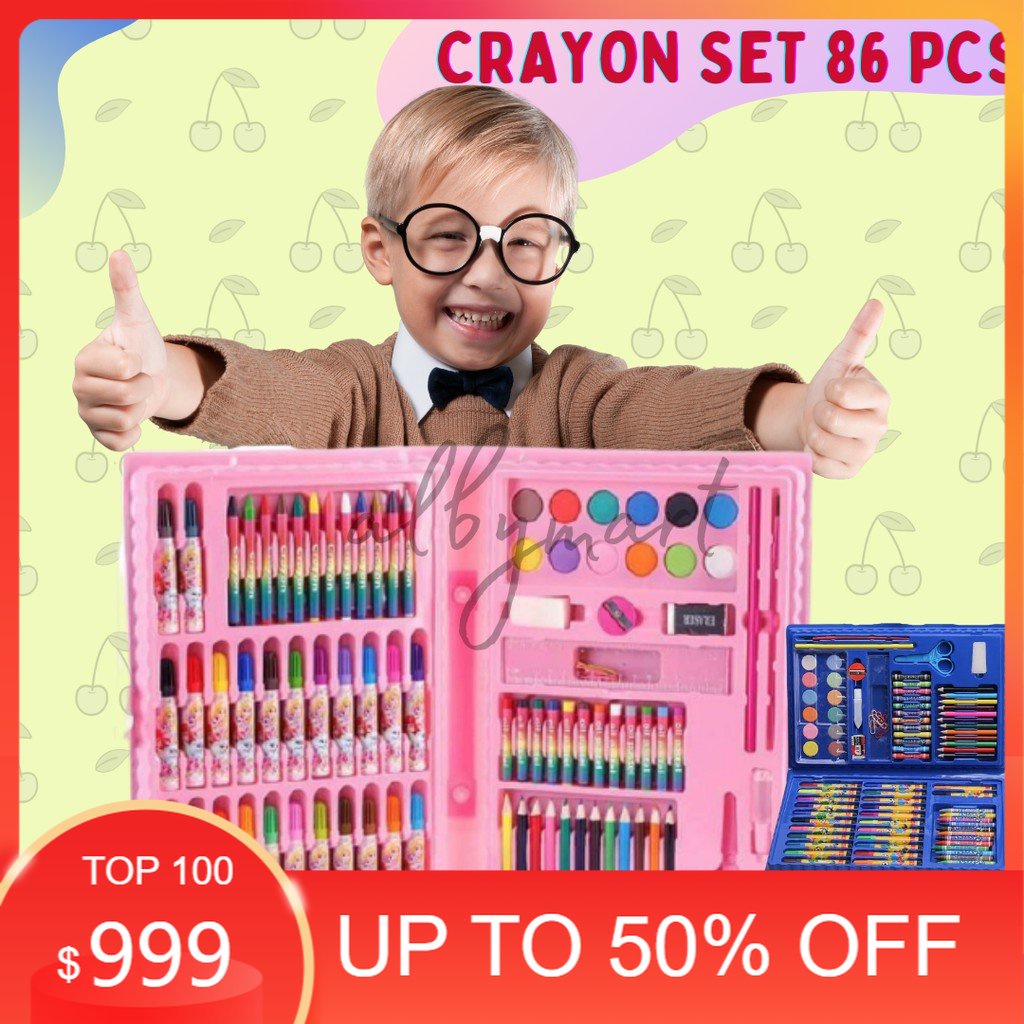 

PROMO‼️COLOURING SET 86 PCS PENSIL WARNA CRAYON SET STATIONARY KADO ANAK