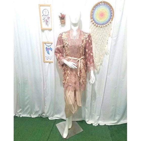 Viscose Batik setelan outer wanita peach