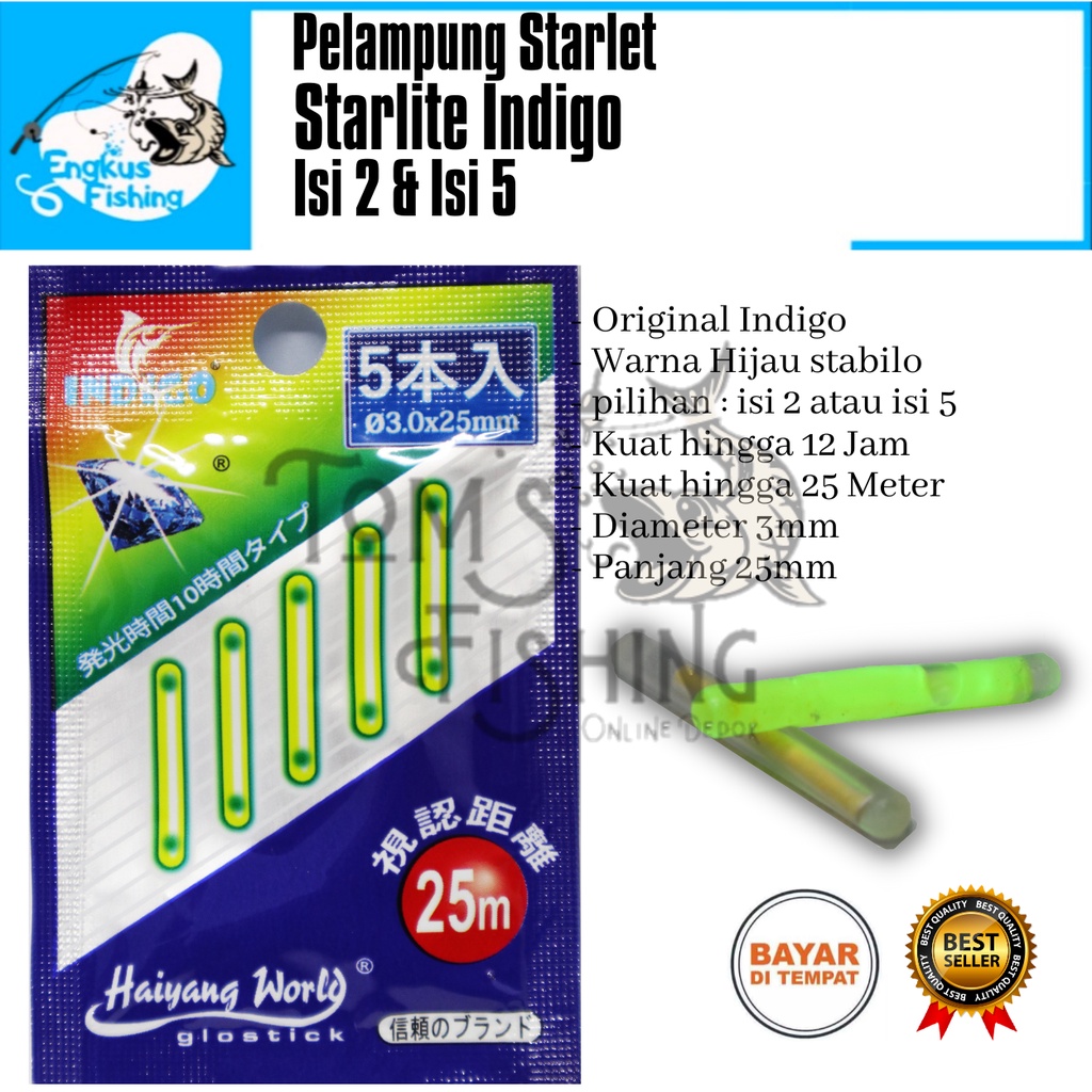 Pelampung Starlet Starlite Indigo Glow Stick Diamond Sachet Isi 2 &amp; 5 Murah - Engkus Fishing