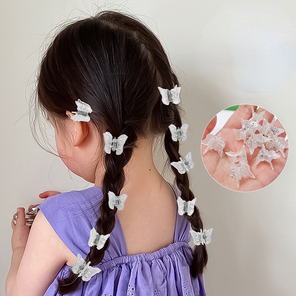 Jepit Rambut Holder Ekor Kuda Desain Butterfly Mini Transparan Gaya Korea Untuk Aksesoris Anak Perempuan