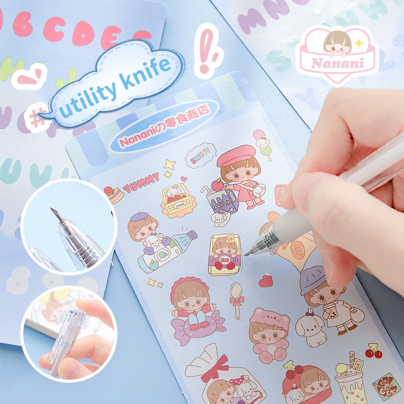 8pcs Scrapbook Tool Set Tweezers Scraper Mini Base Plate Shovel Prevents Sticker Curling Cute Hand Account Diary Decoration Stationery