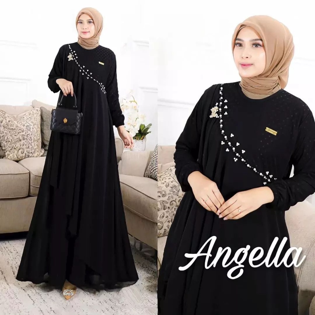 Angella Maxy Dress Wanita Dress Maryam, Bahan Crinkle airflow premium, LD 110 PB 140