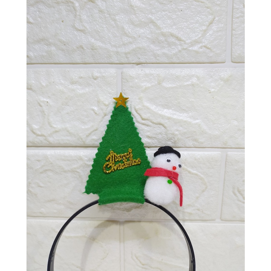 Bando Cemara Snowman - Bando cute aksesoris Natal