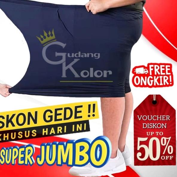 Celana Pendek Pria Big Size Polos Santai Kaos 7/8 Jumbo - Hitam