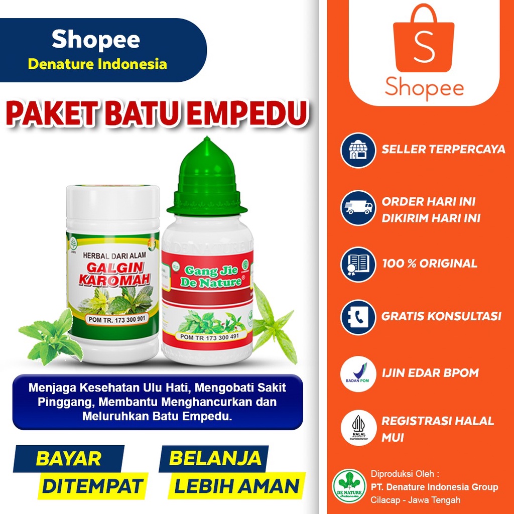 Galgin karomah dan gangjie obat batu empedu herbal De Nature