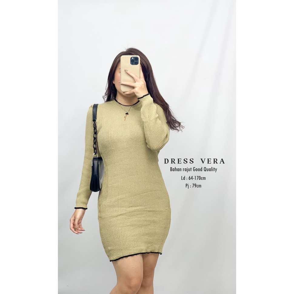 Basic id fashion Dres rajut vera /  Dres rajut lengan panjang / Dres rajut bodycon